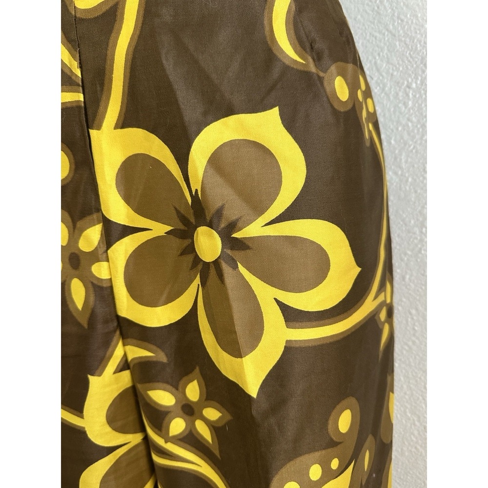 Vintage Mildred's of Hawaii Maxi Dress Brown Yellow Floral Empire Waist Size SM - Picture 11 of 16